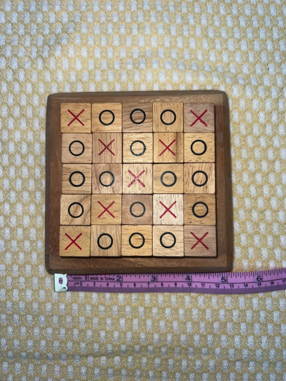 Wooden 3D Tic-Tac-Toe Tabletop Board Game Coffee Table Decor Accent